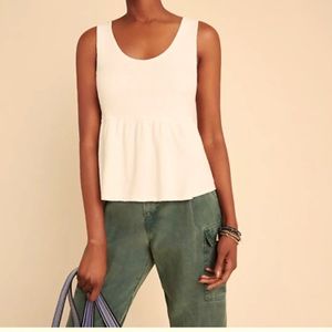 t.la (sold at Anthropologie) Ivory Ribbed Baby Doll Tank